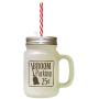 Brown Broom Parking 25 Cents Frosted Glass Mason Jar With Straw