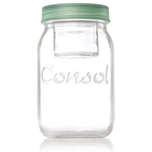 Jar in a Jar - 2-in-1 Glass Mason Jar Fitted with A Smaller Jar Inside Under One Leak Proof Lid Perfect for Storage & Food On The Go ? By Consol (34oz, Green)