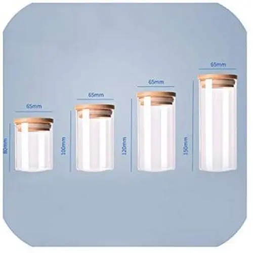 Transparente Hochborosilikatglas Küchen Lagerbehälter Glas Lebensmittel Candy Cookie Aufbewahrungsglas Organisationsbehälter, 65 x 80 mm

透明高硼硅玻璃厨房储存瓶 食品糖果饼干储存罐整理容器，65 x 80 毫米