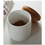 Cereal Containers Ceramic Storage Canister, Sealed Wooden Cover Containers (Color : White, Size : 80ml)