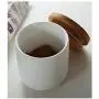 Cereal Containers Ceramic Storage Canister, Sealed Wooden Cover Containers (Color : White, Size : 80ml)