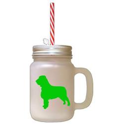 Green Field Spaniel Silhouette Frosted Glass Mason Jar With Straw