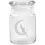 Clear Glass Herb Stash Jar with Lid 4.5 oz with Fairy & Moon Logo from Smoke Promos