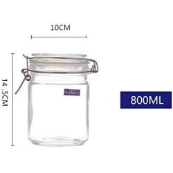 Yl Ly Square Glass Sealed Canister Storage Jar Candy Bottle Dried Fruit Snack Glass Jar With Scale 800Ml (With Scale)