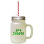 Green I Love Ghosts Frosted Glass Mason Jar With Straw