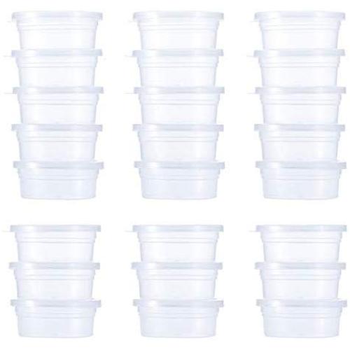 Slime Storage Containers 24 Pack, Leakproof Clear Plastic Foam Ball Storage Cups Storage Jars Containers with Lids Slime Pots Tubs