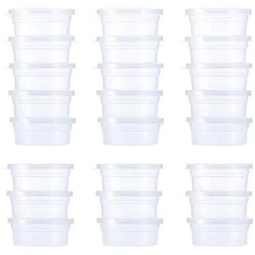 Slime Storage Containers 24 Pack, Leakproof Clear Plastic Foam Ball Storage Cups Storage Jars Containers with Lids Slime Pots Tubs