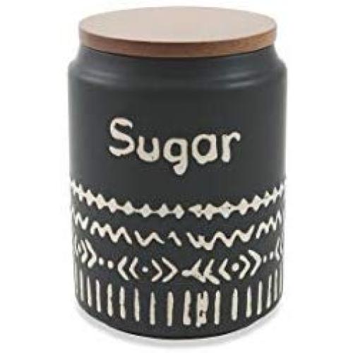 Villa dEste Home Tivoli Sugar Jar, Stoneware, Black, 10 x 15 cm