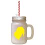 Yellow Braque Du Bourbonnais Silhouette Frosted Glass Mason Jar With Straw