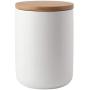 TNKML Ceramic Spice Jar Sugar Can Salter Kitchenware Spice Storage Tank With Bamboo Cover Spice Container Black