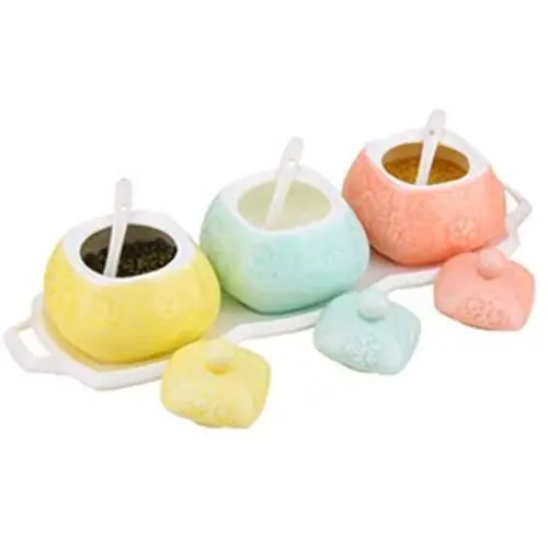 Mini Spice Jars Ceramic seasoning jar three-piece set bottle cans European kitchen supplies Mini Spice Jars Ceramic seasoning jar three-piece set bottle cans European kitchen supplies