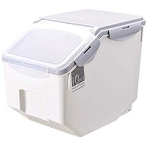 WOLFBUSH Rice Storage Container Plastic Kitchen Rice Box Sealed Cereal Grain Organizer with Wheels for Kitchen (22lb / 50 cup)