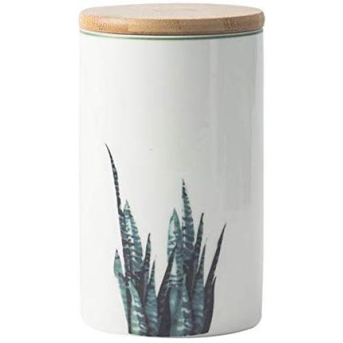 Danmu 1Pc of 400ml Ceramic Jar with Bamboo Lid Random Pattern Candy Cookie Jar Storage Jar Jewelry Box Buffet Jar Biscuit Coffee Oatmeal Tea Sugar Container