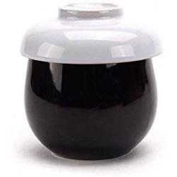 Japanese Retro Creative Ceramic Sugar Bowl Salt Spice Pot Pepper Storage Jar Seasoning Pot Container Condiment Box with White Lid for Home Kitchen, Black