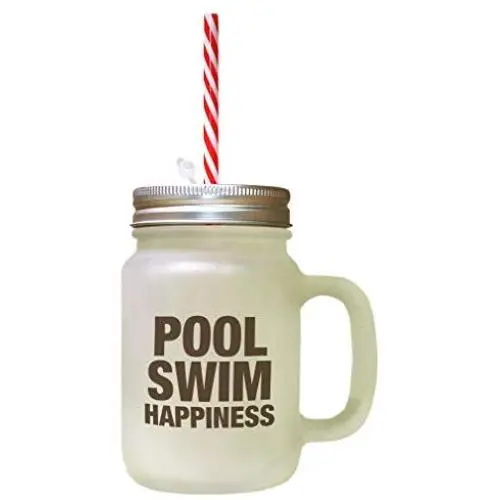Baignade Joyeuse dans la Piscine Marron, Bocal en Verre Froissé avec Paille Baignade Joyeuse dans la Piscine Marron, Bocal en Verre Froissé avec Paille
