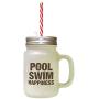 Brown Pool Swim Happiness Frosted Glass Mason Jar With Straw