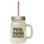 Baignade Joyeuse dans la Piscine Marron, Bocal en Verre Froissé avec Paille Baignade Joyeuse dans la Piscine Marron, Bocal en Verre Froissé avec Paille