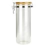 BESTONZON Stainless Steel Transparent Airtight Storage Jar with Clip Top Bamboo Lids Sealed Canister Food Storage Container for Loose Tea Coffee Bean Sugar Salt for Home Kitchen(1700ML)