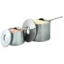 Salt Cellar, Spice Jars Stainless Steel, Grind Gourmet Storage Spice Jars Silver Cellar With Spoon Solid Stainless Steel Holder (Large, Silver)