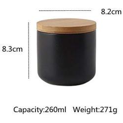 OnePine Air Tight Jars Ceramic Storage Containers with Airtight Seal Bamboo Lids Kitchen Canisters for Tea Sugar Coffee Spice Seasoning and More (260ml/9 oz)