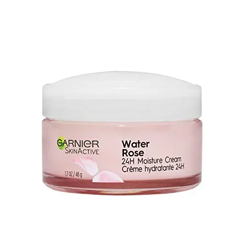Garnier SkinActive 24H Feuchtigkeitspflege mit Rosenwasser und Hyaluronsäure, Gesichtscreme, Für Normale bis Trockene Haut, 48 ml