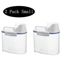 2 Pieces Airtight Rice Storage Containers Grain Bins Cereal Dispenser with Pour Spout + 4 Side Locking Lids & Measuring Cup (White, 2PCS x 1.5L)