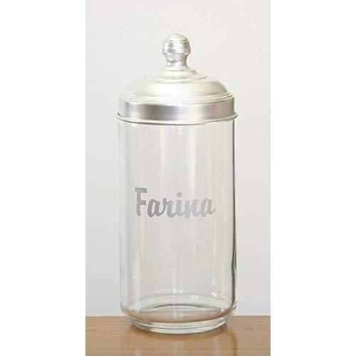 Italo Ottinetti Glass Jar Dull Aluminium Lid 1.5 Litre Farina, Metallic, one Size