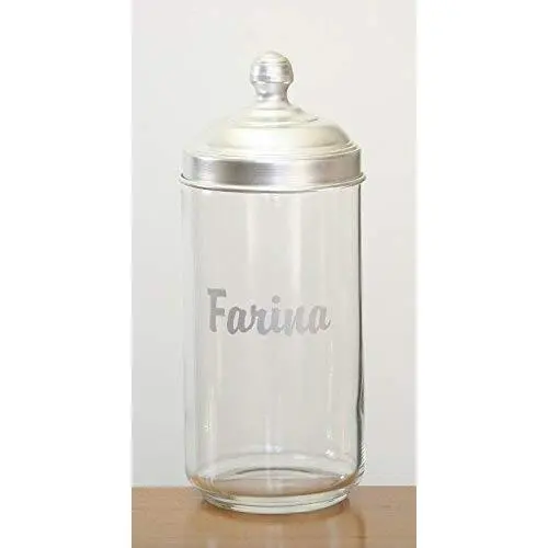 Italo Ottinetti Glass Jar Dull Aluminium Lid 1.5 Litre Farina, Metallic, one Size Italo Ottinetti Glass Jar Dull Aluminium Lid 1.5 Litre Farina, Metallic, one Size