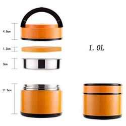 Thermos Food Jar Thermos Stainless Food Flask For Kids Leakproof Double-layer Insulation Food Containers (Color : Orange, Size : 1000ml)