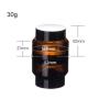 3Pcs Upscale Empty Refillable Amber Glass Bottles Face Cream Lotion Eye Shadow Nail Make Up Powder Storage Sample Packing Container Jar With Black Plastic Lids And Inner Disc size 30ml/1oz