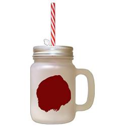 Maroon German Longhaired Pointer Silhouette Frosted Glass Mason Jar With Straw