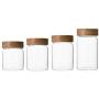 HOUSIYU Sealed Can, Borosilicate Glass Candy Jar, with Rubber Wood Screw Cap, Suitable for Confectionery Dried Fruit Seasoning Food Storage Container, 8.5x10cm