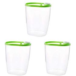 UPKOCH 3pcs Kitchen Food Containers Clear Airtight Dry Food Storage Organizer with Lids for Fridge Cabinet Baking Supplies Flour Green
