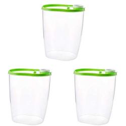 UPKOCH 3pcs Kitchen Food Containers Clear Airtight Dry Food Storage Organizer with Lids for Fridge Cabinet Baking Supplies Flour Green