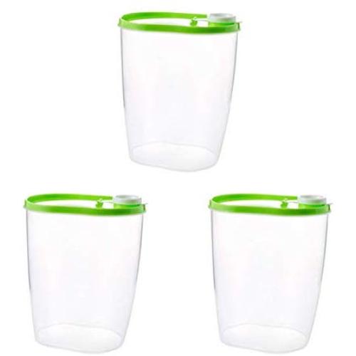 UPKOCH 3pcs Kitchen Food Containers Clear Airtight Dry Food Storage Organizer with Lids for Fridge Cabinet Baking Supplies Flour Green