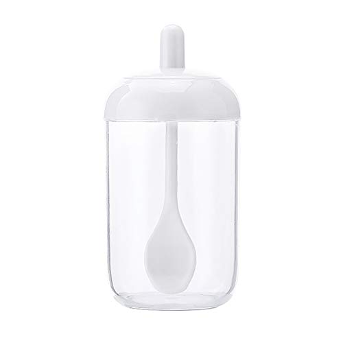 Nichseng Creative Modern Kitchen Supplies Seasoning Bottle Condiment Pots Salt Storage Box, Condiment Seasoning Storage Container, Spice Jar with Spoon (White)