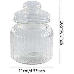 Clear Glass Candy Jar Set - 2 Pcs Small Cookie Container with Lid Tea Storage Canisters (650 ML/22 OZ)