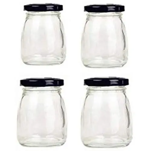 Motishi 3oz Glass Jars with Black Lids for Jam Honey Jelly Wedding Favors Crafts Canning Jars -Set of 4 Motishi 3oz Glass Jars with Black Lids for Jam Honey Jelly Wedding Favors Crafts Canning Jars -Set of 4