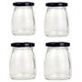 Motishi 3oz Glass Jars with Black Lids for Jam Honey Jelly Wedding Favors Crafts Canning Jars -Set of 4