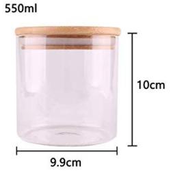 550Ml Kitchen Food Candy Nuts Transparent Sealed Glass Storage Bottle Terrarium Can Jar With Bamboo Lid 9.910Cm