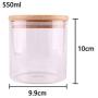 550Ml Kitchen Food Candy Nuts Transparent Sealed Glass Storage Bottle Terrarium Can Jar With Bamboo Lid 9.910Cm