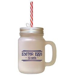 Navy Easter Eggs 50 Cents Frosted Glass Mason Jar With Straw