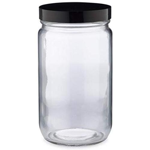 32 oz Clear Glass Paragon Jars (Black PP Cap) Case 12 by Berlin Packaging
