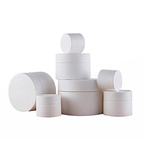 6PCS 3ml/5ml/10ml/15ml/30ml/50ml/80ml Empty White Portable Refillable Plastic Frosting Finish Cosmetic Makeup Face Cream Jar Sample Container Bottle Pot (5ml/ 0.17oz)