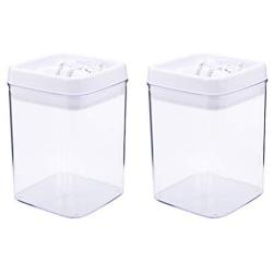 UPKOCH 2pcs Plastic Transparent Sealed Can Square Food Storage Jar Snacks Containers for Nut Tea Spice (1.3L)