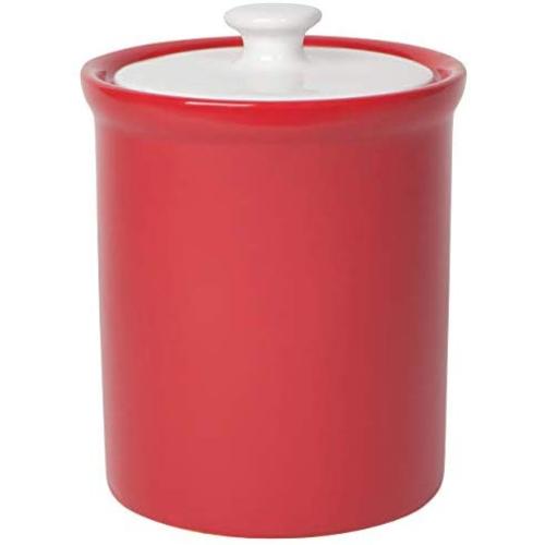 Now Designs 5105002aa Vintage Stoneware Food Canister with Lid, 58 Ounce Capacity, Red