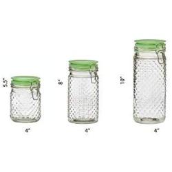 Amici Home Jade, A7CT003R, Emma Hobnail Hermetic Preserving Glass Canister, 48 oz, Large