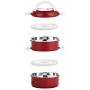 Thermos Food Jar Thermos Stainless Food Flask,Leakproof Insulated Food Containers,Folding Spoon (Color : Red, Size : 1400ML)