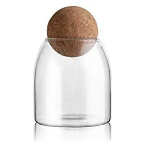 Réservoir Transparent en Verre Borosilicate 500ml avec Bouchon (Boule Ronde, S) Réservoir Transparent en Verre Borosilicate 500ml avec Bouchon (Boule Ronde, S)