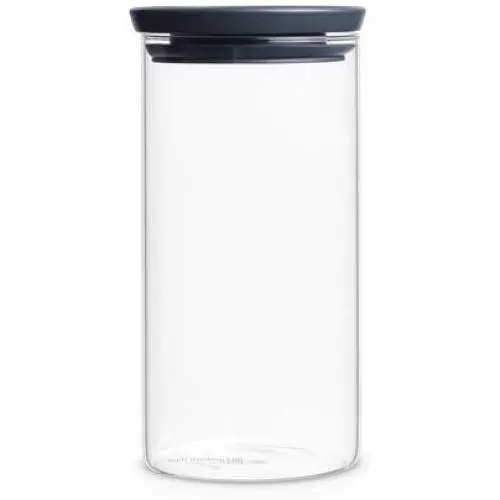 Brabantia Stapelbare Glasbehälter, + Graue Deckel, zur Aufbewahrung, Zubehör, 1,1l, 298264